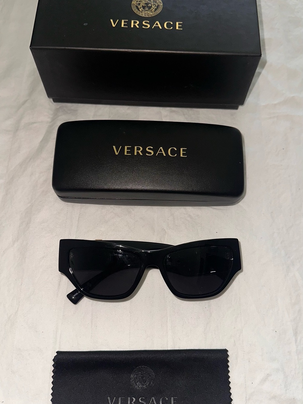 New Versace Black Sunglasses - Bold Rectangle Frame
